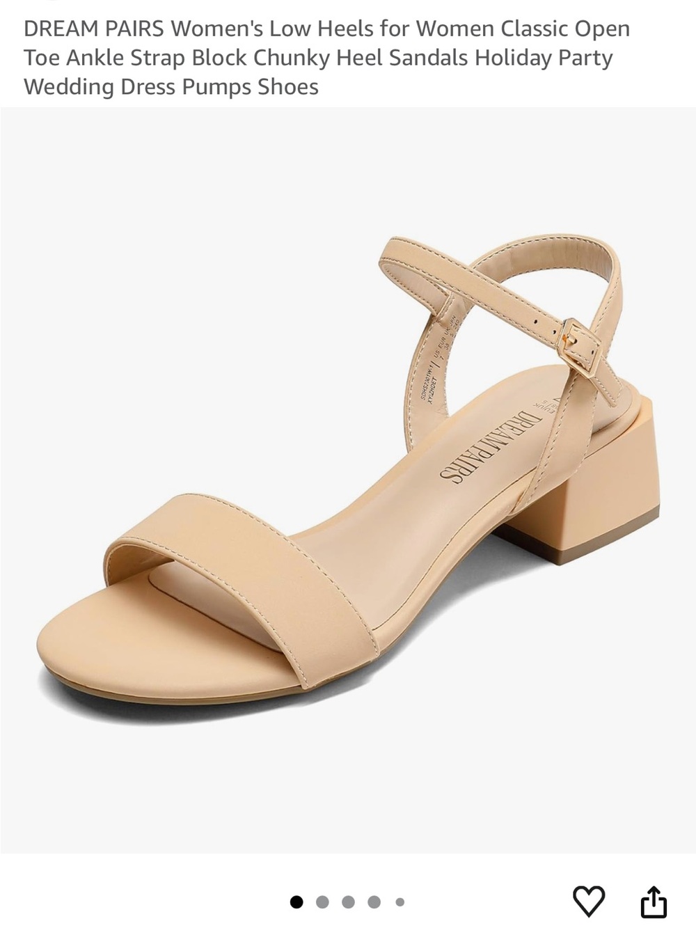 Dream Pairs Beige Low Block Heel Sandals